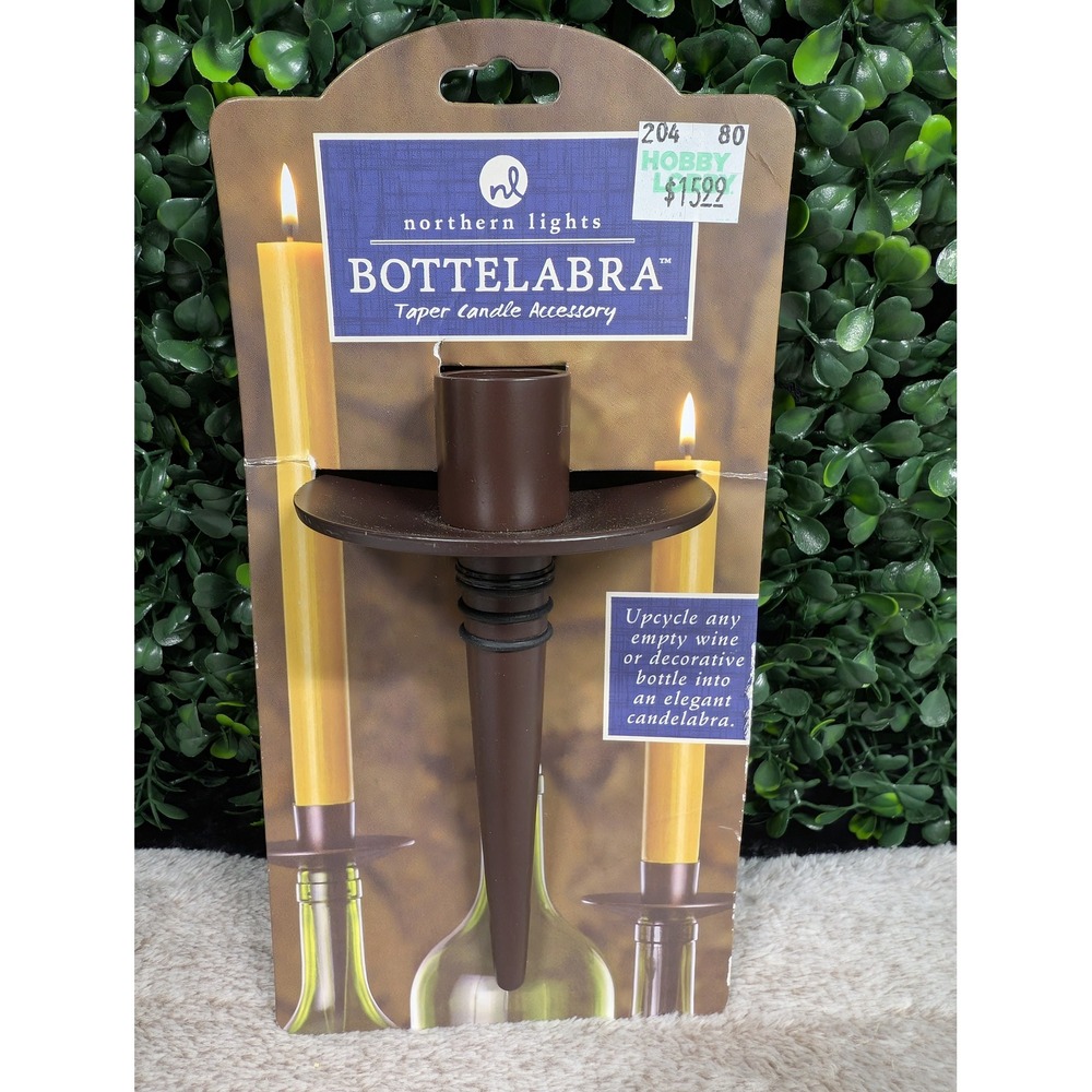 Northern Lights Bottelabra Taper Candle Accessory Bronze Wine‎ Bottle Topper NEW